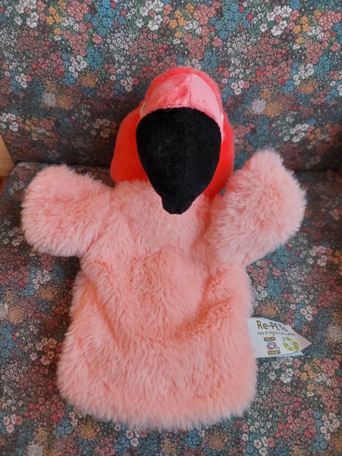 Doudou marionnette flamant rose re-pets nature planet - photo numéro 3