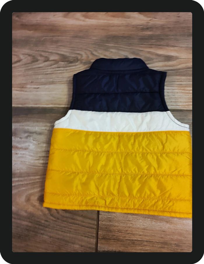 Doudoune sans manche bleu marine jaune blanc Puppy Team Taille 3 mois - photo numéro 2