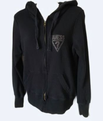 Superbe Gilet capuche sportwear bleu nuit et strass 40 Guess