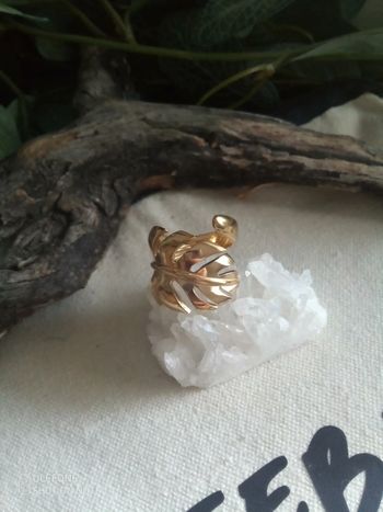 Bague bohème feuilles dorée