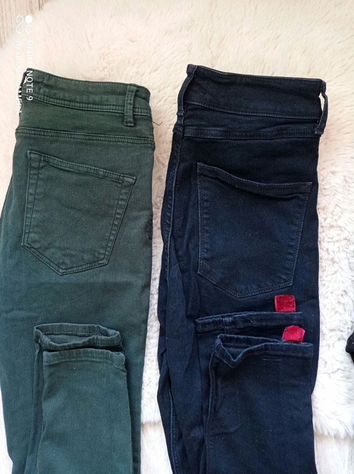 Lot jean slim Zara vert et marine taille S+ un noir offert - photo numéro 3