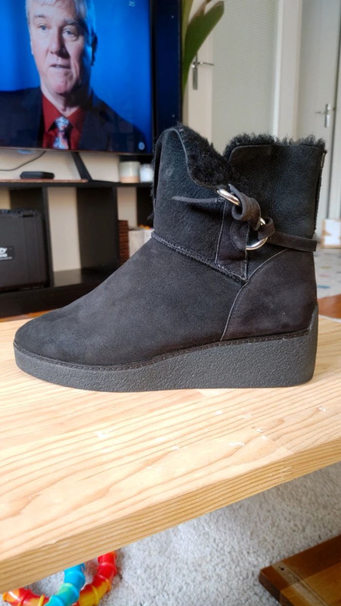 Boots bottine fourré véritable nubuk daim - photo numéro 6