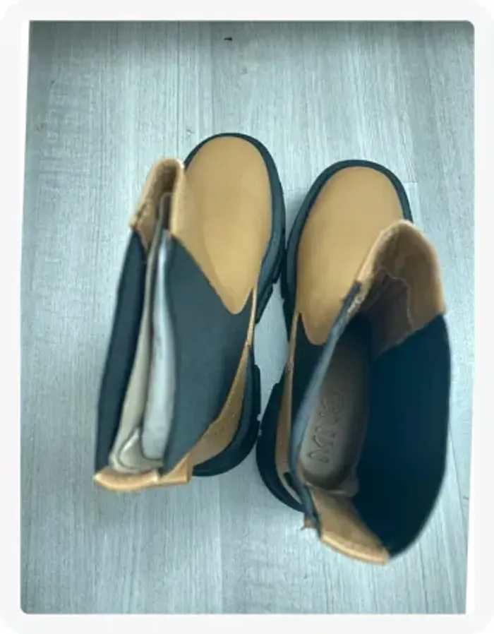 Bottines à plateforme beige et noires Mango - photo numéro 3