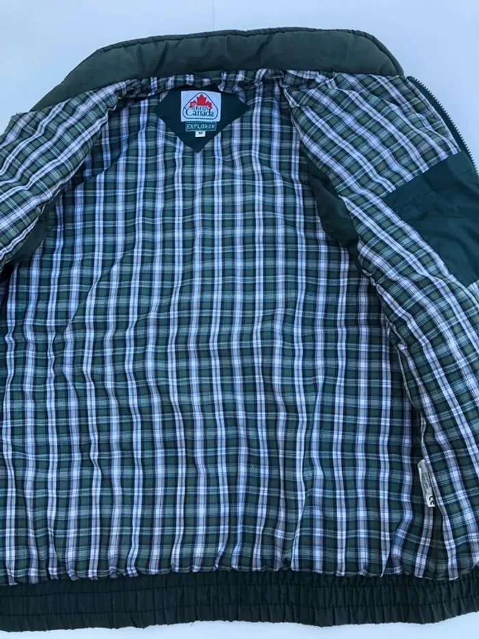 Trans Canada Explorer Vintage Vest Puffer Mens Medium Kaki and inside plaid - photo numéro 8