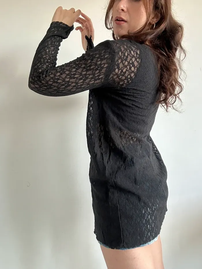 Tunique transparente y2k années 90 noire taille S/M - photo numéro 4