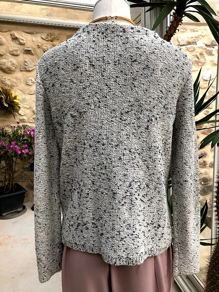 Gilet droit blazer veste vintage noir blanc gris poches clou - photo numéro 2