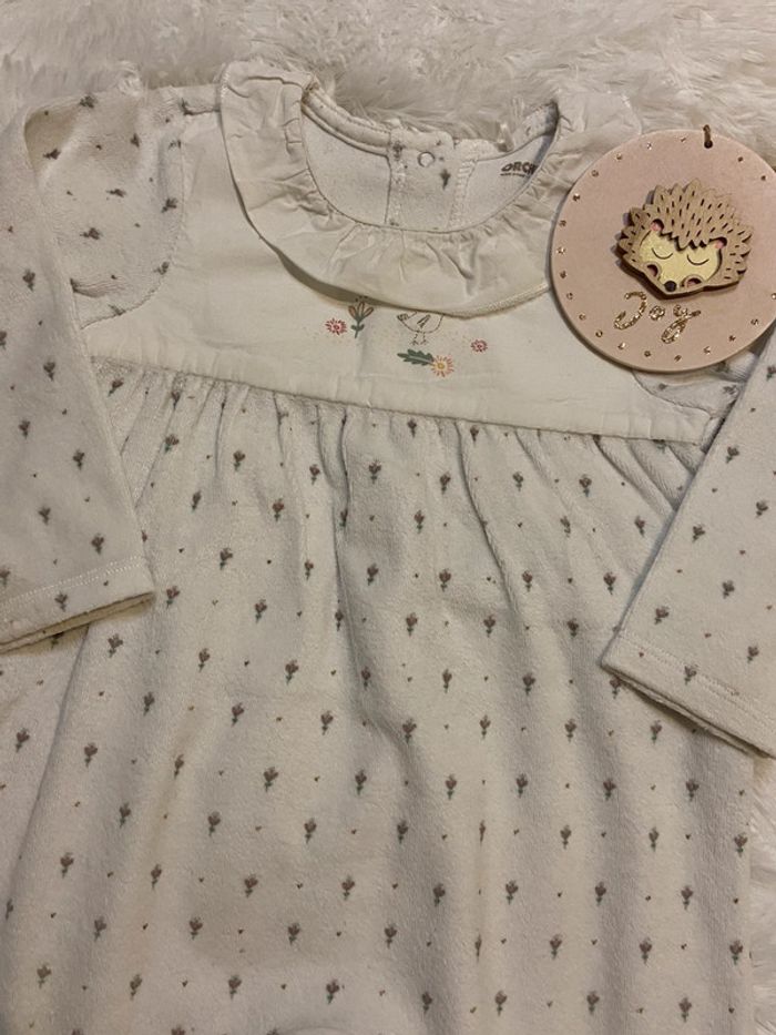 Pyjama fille fleuri col velours - photo numéro 4