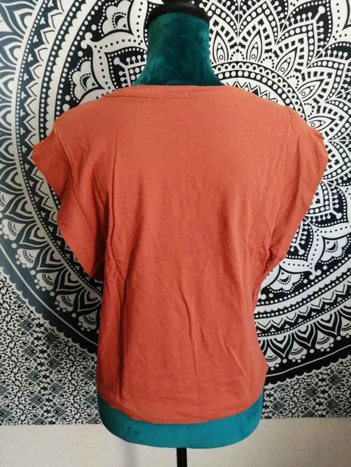 Tee-shirt rouille épaules larges effet épaulettes avec photo cusco peru / gémo / (M) - photo numéro 5