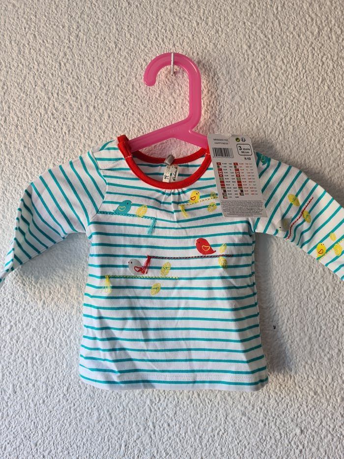 tee-shirt blanc et bleu oiseau Orchestra