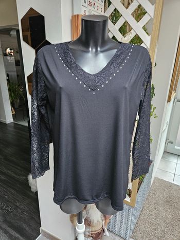 Made in Italy blouse noir dentelle taille XXL