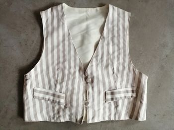 Gilet rayé beige et blanc cassé Taille 40