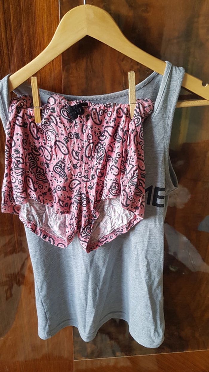 Ensemble pyjama gris et rose