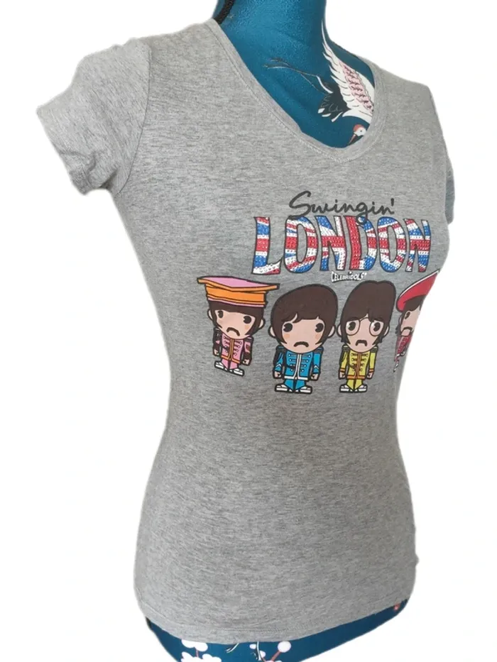 T-shirt gris Celebridols Swingin London  Beatles - Drop des indispensables de l'été - photo numéro 3
