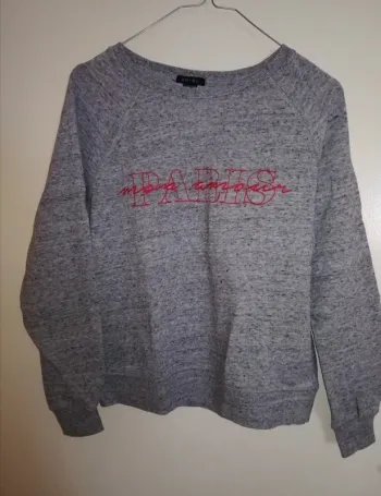 Pull gris " Mon amour Paris", Amisu, taille XS, très bon état