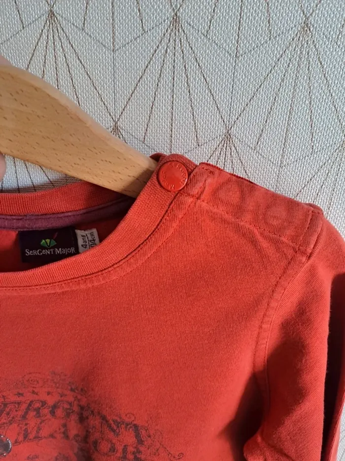 T-shirt garçon 4 ans rouge oranger Sergent major ML tbe - photo numéro 5