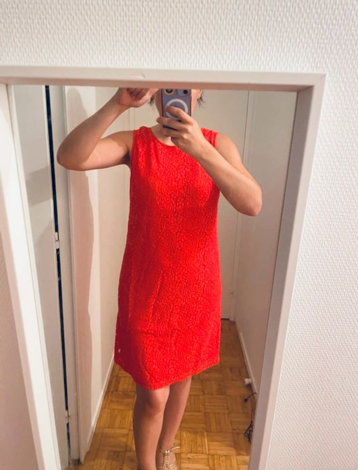 Robe d’été  corail en dentelle Manoukian taille 3 - photo numéro 2