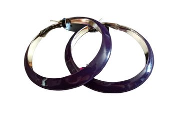 Boucles d'oreilles créoles bleu marine