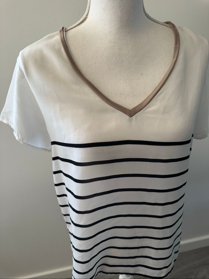 Blouse marinière noire et blanche Liu Jo T40 L - photo numéro 2