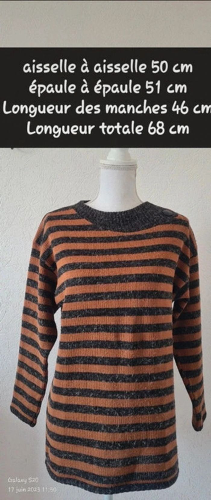 Pull mi long à rayures - photo numéro 2