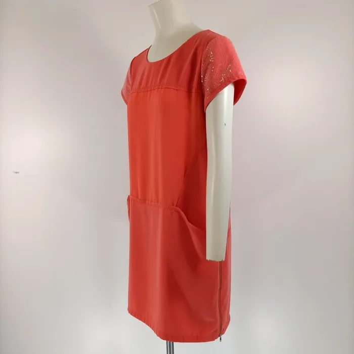 Robe droite corail fluide Color Block - Taille S - A147 - photo numéro 4