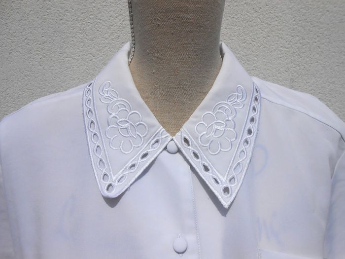 Chemise vintage manches courtes avec broderie - photo numéro 2