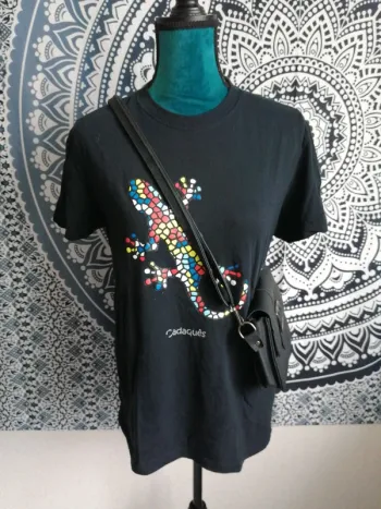 Tee-shirt noir mixte salamandre mosaïque en relief cadaquès / med / (M)