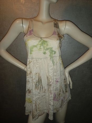 débardeur long ajouré crème et coloré taille 40/42