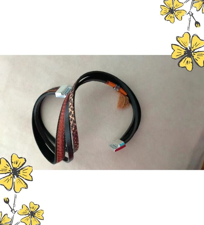 Bracelet multirangs fantaisie – Tons chauds & pampille beige - photo numéro 8