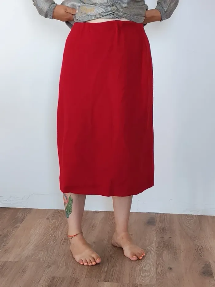 Jupe droite Saint James – 100% pure laine vierge – Rouge intense – Made in France – T40 - photo numéro 3