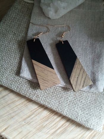 Boucles d'oreilles graphique bois