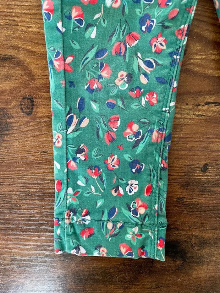 Pantalon slim vert fleuri - photo numéro 2
