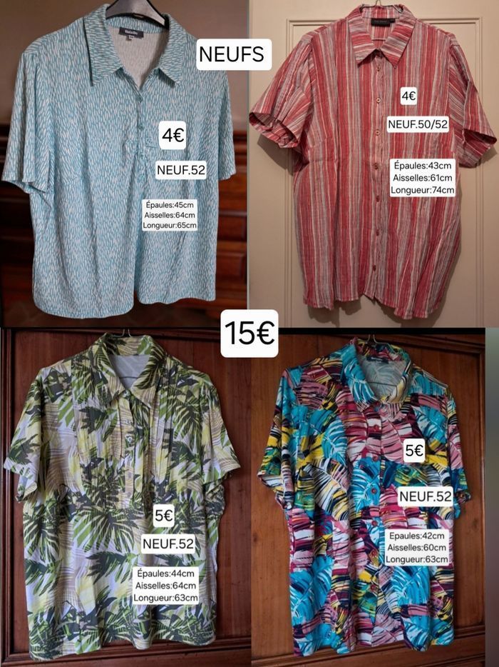 Lot 4 blouses / polos NEUFS pour femme taille 52