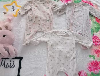 Lot de 3 pyjamas une pièce 3 mois fille