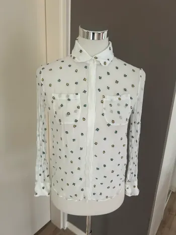 Paul & joe blouse, chemise, voilée, invisible, blanche imprimer taille 3