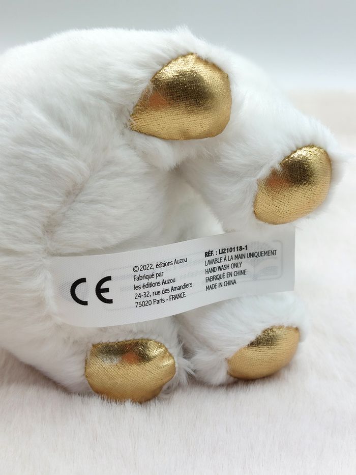 Peluche doudou chat blanc licorne Akiko 20 cm éditions Auzou 2022 bleu doré TTBE - photo numéro 6