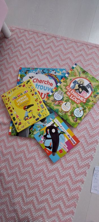 Lot de 3 livres cartonnés
Cherche et trouve Le loup + 1
offert