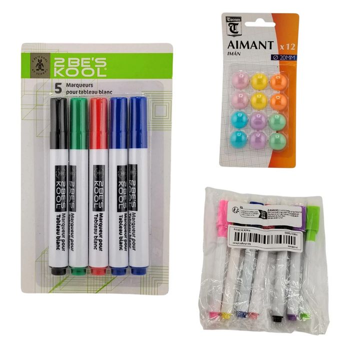 Lot de fournitures scolaires pour tableau blanc