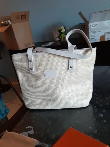 Grand Sac à main crème et blanc
