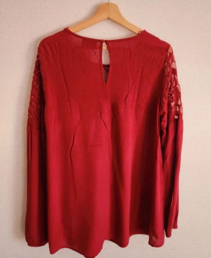 Blouse bordeaux fluide – Empiècements transparents – Taille 42 – C&A Yessica – Bon état - photo numéro 7