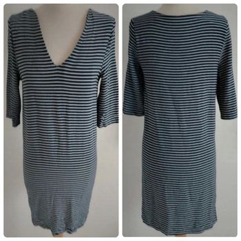 Robe marinière bleu marine et blanche col en V Tommy Hilfiger taille 36