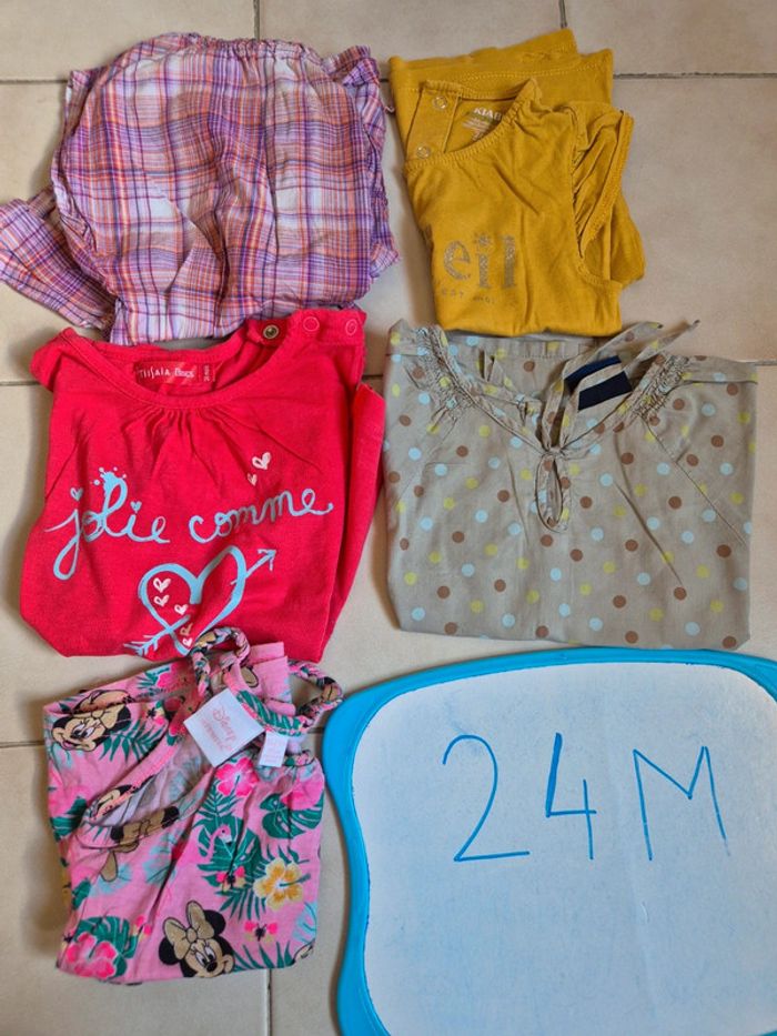 Lot 5 t-shirt manche courte fille 24 mois