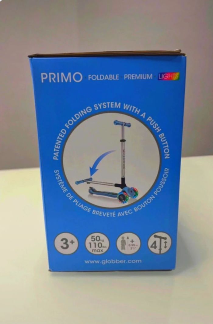 Trottinette à 3 roues Globber Primo Premium Lights Bleu - photo numéro 3