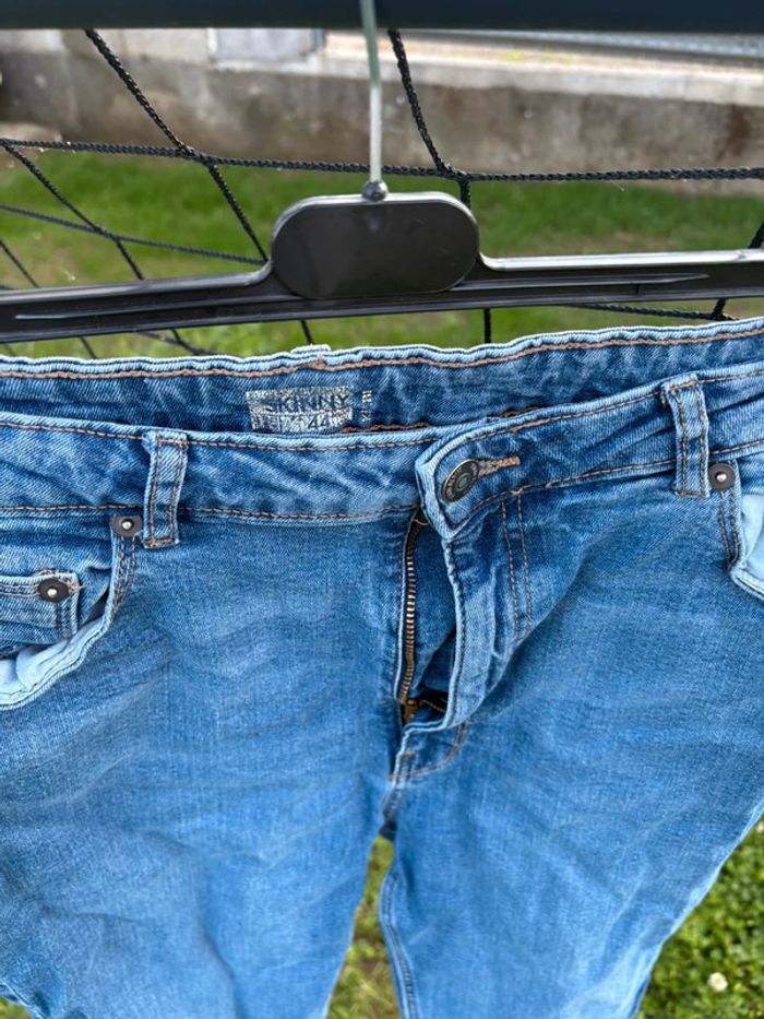 Jean Skinny Bleu Brut Taille 44 - Bas Effiloché Tendance - photo numéro 3