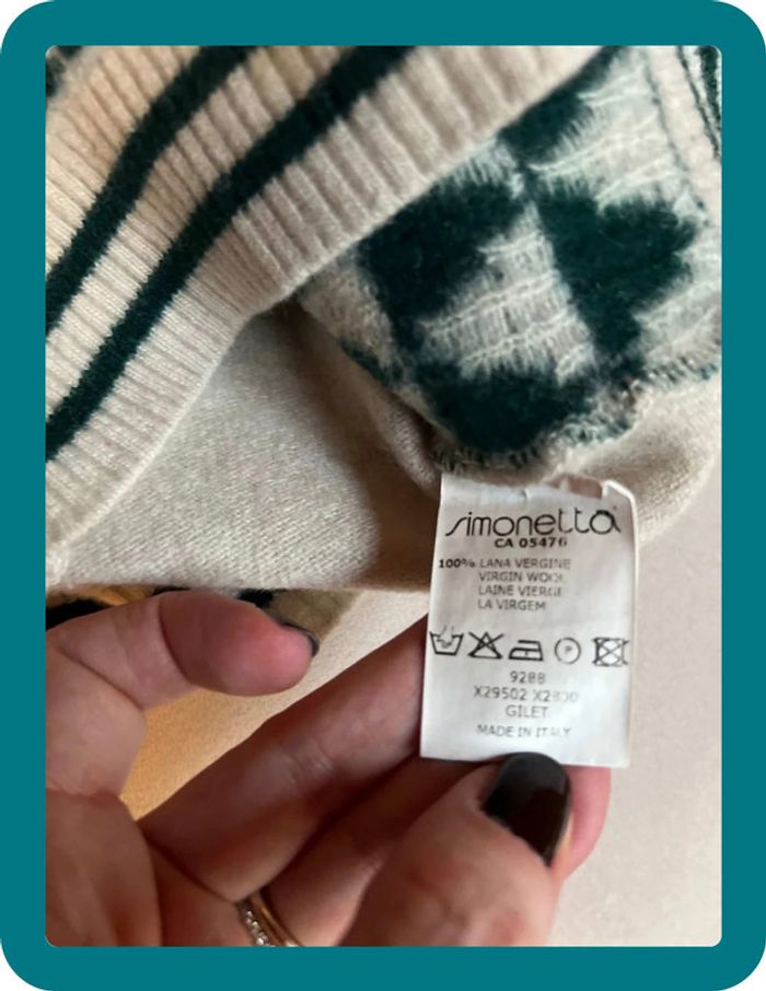 Pull jacquard sans manches 100% laine 12 mois - Simonetta Tiny - photo numéro 5