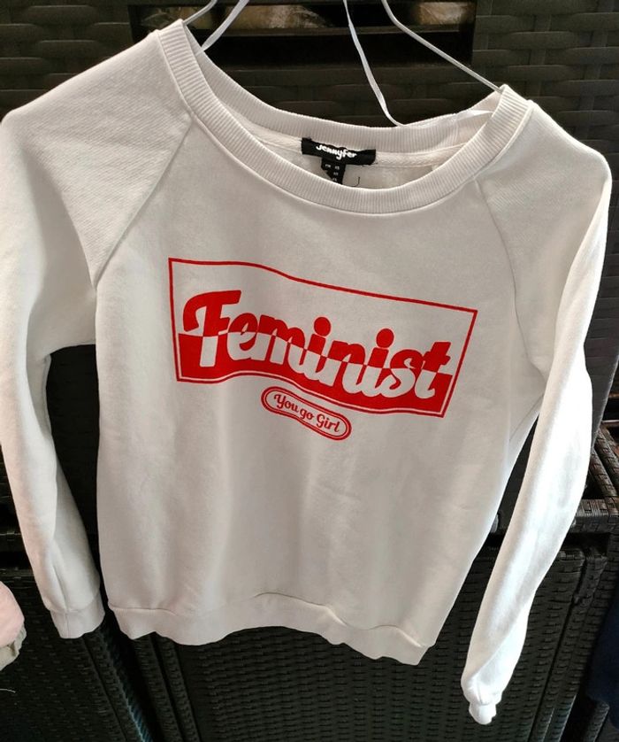 Sweat Jennyfer XS femme blanc avec motif imprimé