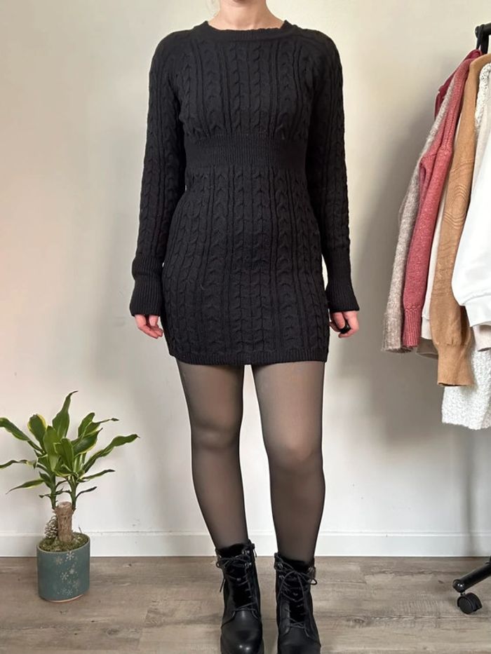 Robe pull torsadée noire Vintage Dressing - Taille 36/38, Très bon état 💖 - photo numéro 2