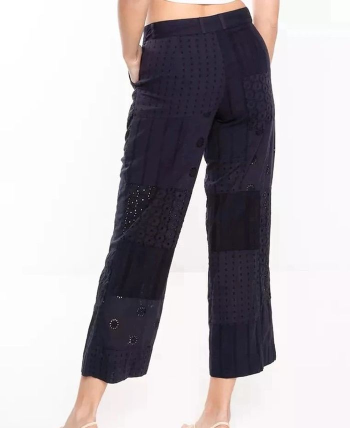 Pantalon léger bleu marine style patchwork Zara Taille S - photo numéro 6
