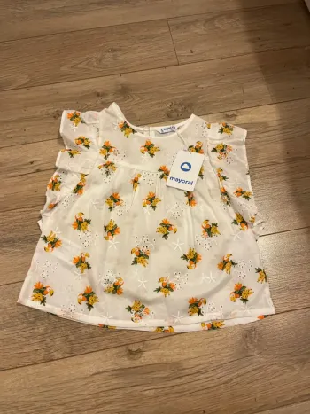 6 ans - chemisier broderie+perroquet Mayoral neuf