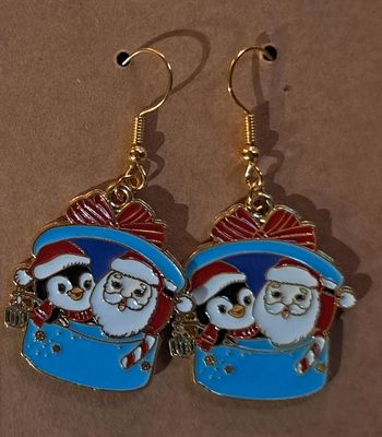 Boucles d'oreilles pingouin et père Noël