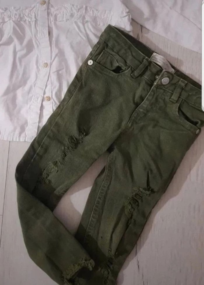 Jean kaki destroy Zara fille 4 ans